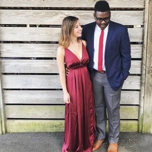 Red Satin maxi dress